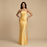 Vestido de Boda Invitada Satinado Monoshoulder Tirante Diagonal