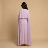 Vestido Largo Satinado Capa Chifón Manga Ángel Mujer