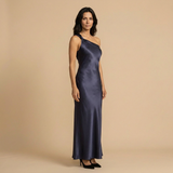 Vestido de Boda Invitada Satinado Monoshoulder Tirante Diagonal