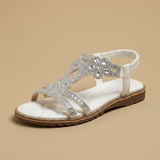 Sandalias Planas Joya Strass Turquesa Mujer