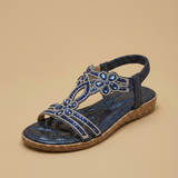Sandalias Planas Joya Strass Turquesa Mujer