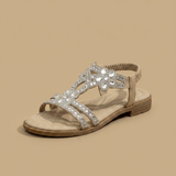 Sandalias Planas Joya Strass Turquesa Mujer
