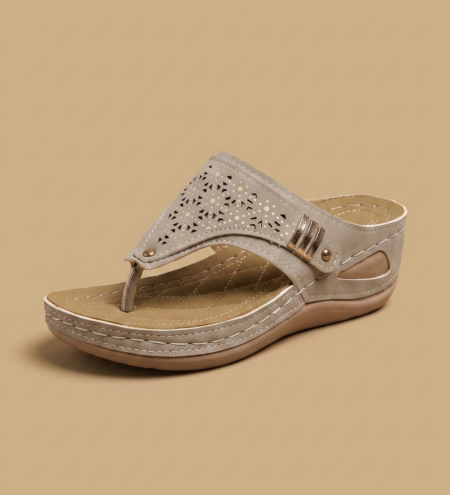 Sandalias Cuña Ortopédicas Thong Calado Mujer