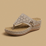 Sandalias Cuña Ortopédicas Thong Calado Mujer