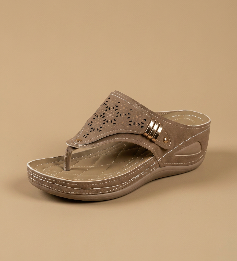 Sandalias Cuña Ortopédicas Thong Calado Mujer