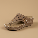 Sandalias Cuña Ortopédicas Thong Calado Mujer