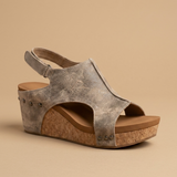 Sandalias Cuña Corcho Cuero Envejecido
