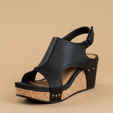 Sandalias Cuña Corcho Cuero Envejecido