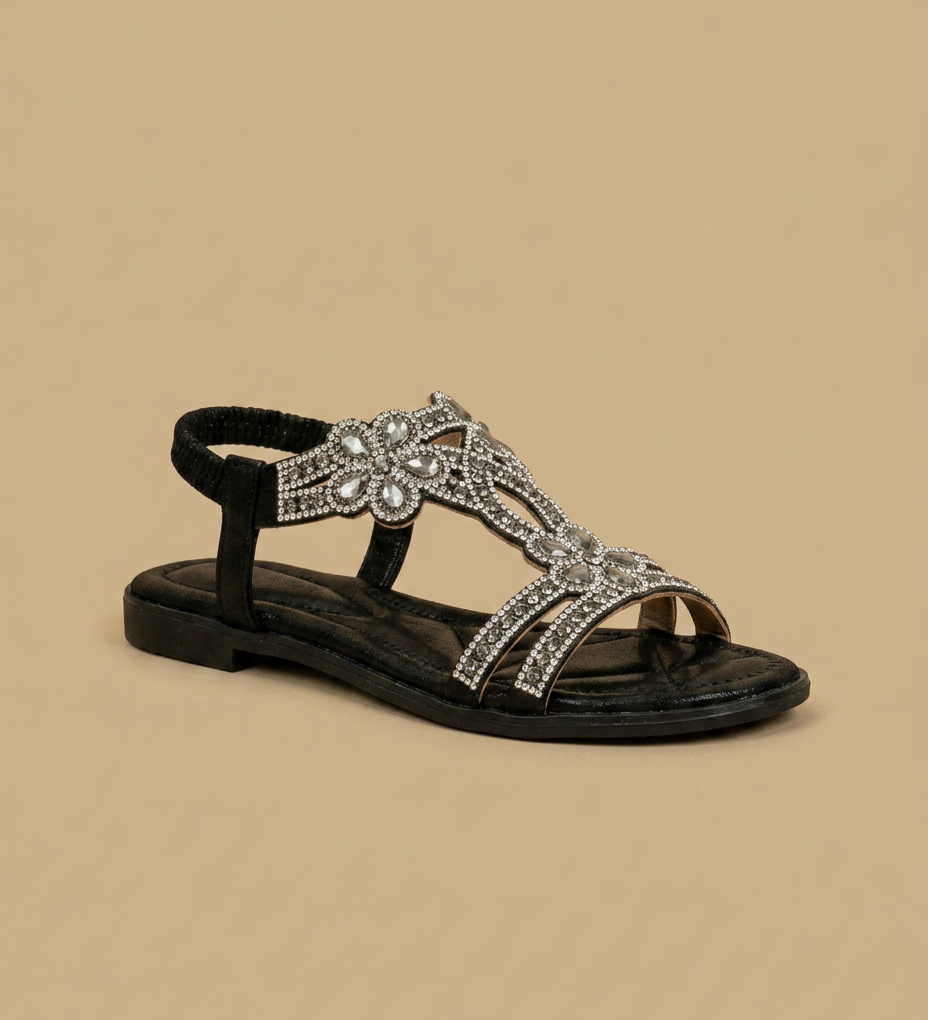 Sandalias Planas Joya Strass Turquesa Mujer