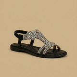 Sandalias Planas Joya Strass Turquesa Mujer