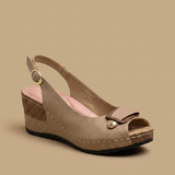 Sandalias Cuña Corcho Peep Toe Lazo