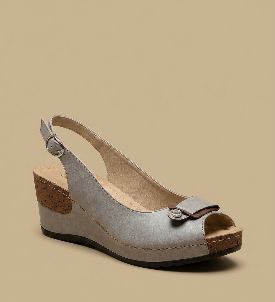 Sandalias Cuña Corcho Peep Toe Lazo