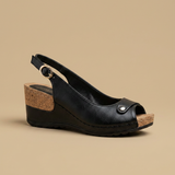 Sandalias Cuña Corcho Peep Toe Lazo