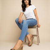 Sandalias Cuña Corcho Peep Toe Lazo