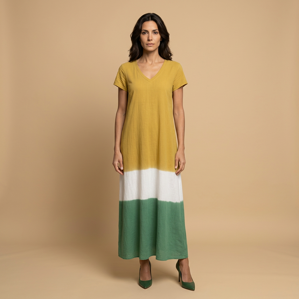 Vestido Largo Boho Bloques Color