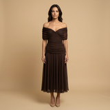 Vestido Largo Off-Shoulder Chifón