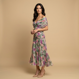 Vestido Largo Off-Shoulder Chifón