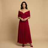 Vestido Largo Off-Shoulder Chifón