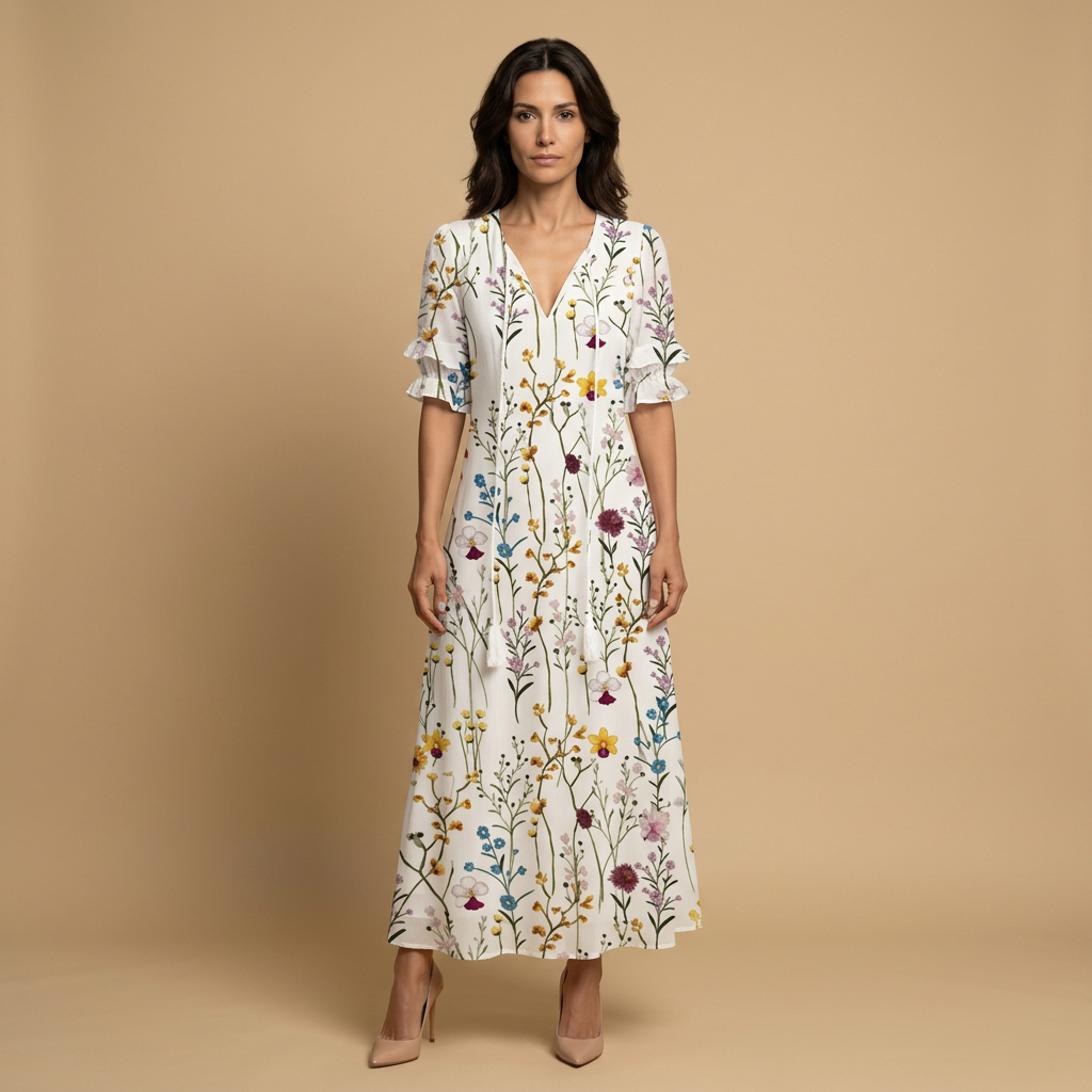 Vestido Largo Boho Estampado Ikat