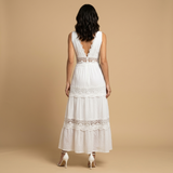 Vestido Largo Boho Encaje Escote V Mujer