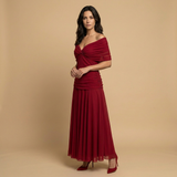 Vestido Largo Off-Shoulder Chifón