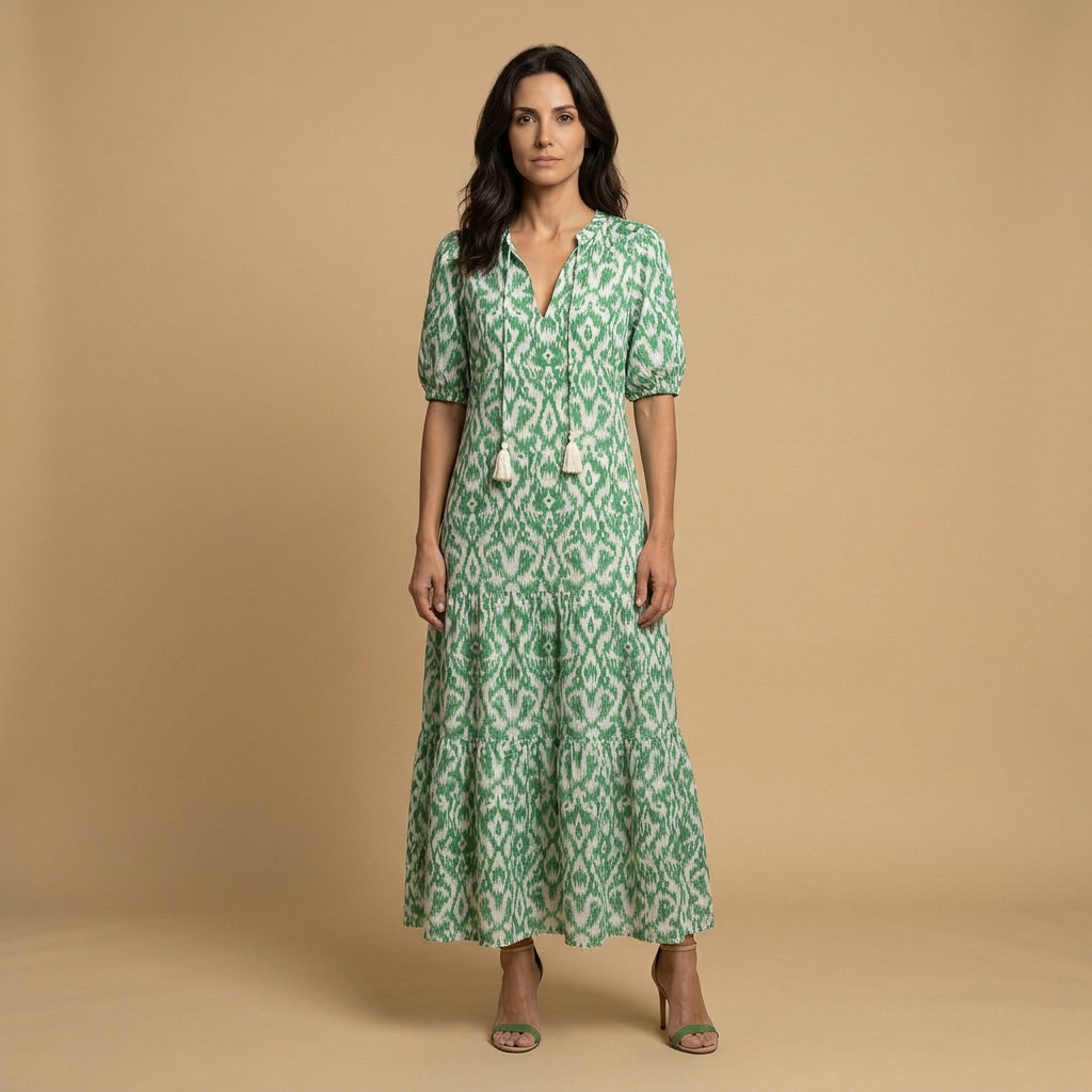 Vestido Largo Boho Estampado Ikat
