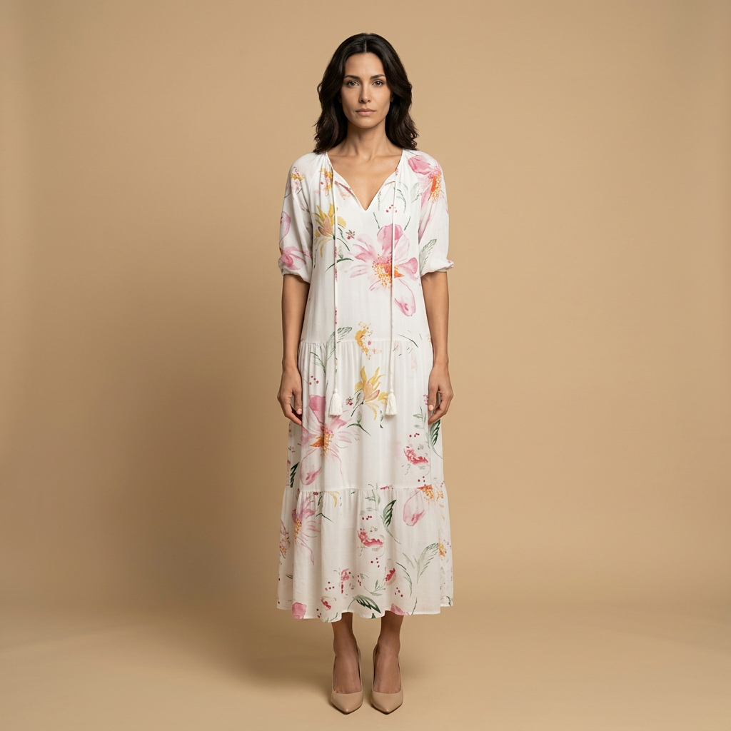 Vestido Largo Boho Estampado Ikat