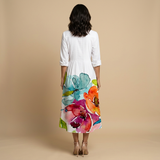 Vestido Largo Camisero Floral Acuarela Boho