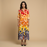 Vestido Largo Camisero Floral Acuarela Boho