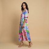 Vestido Largo Camisero Floral Acuarela Boho