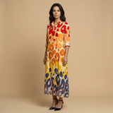 Vestido Largo Camisero Floral Acuarela Boho