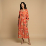 Vestido Largo Camisero Floral Acuarela Boho