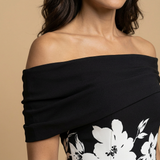 Vestido Midi Off-Shoulder Floral Asimétrico