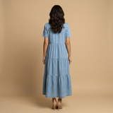 Vestido Largo Denim Camisero Botones Bolsillos