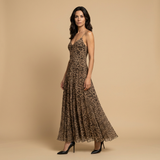 Vestido Largo Leopardo Chifón Tirantes Finos