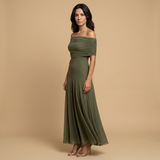 Vestido Largo Strapless Drapeado Minimalista