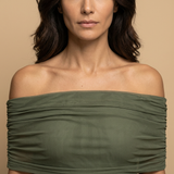 Vestido Largo Strapless Drapeado Minimalista