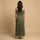 Vestido Largo Strapless Drapeado Minimalista