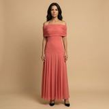 Vestido Largo Strapless Drapeado Minimalista