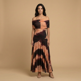 Vestido Largo Strapless Drapeado Minimalista