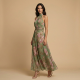 Vestido de Boda Invitada Halter Floral Chifón