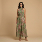 Vestido de Boda Invitada Halter Floral Chifón
