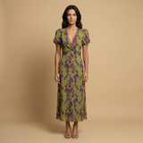 Vestido Midi Floral Nudo Frontal