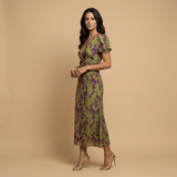 Vestido Midi Floral Nudo Frontal