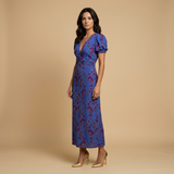 Vestido Midi Floral Nudo Frontal