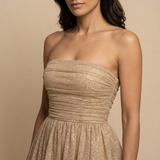 Vestido Corto Strapless Tul Glitter Volumen