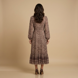 Vestido Midi Paisley Manga Bishop Lazo