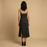 Vestido Midi Lunares Tirantes Finos Abertura