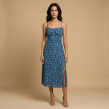 Vestido Midi Lunares Tirantes Finos Abertura