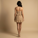Vestido Corto Strapless Tul Glitter Volumen